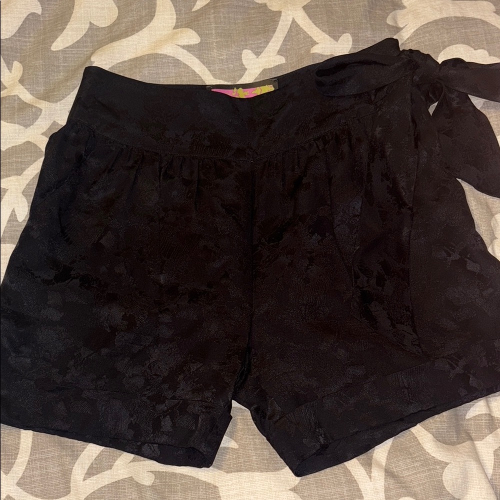 Whitney Eve Black High Waist Silk Shorts